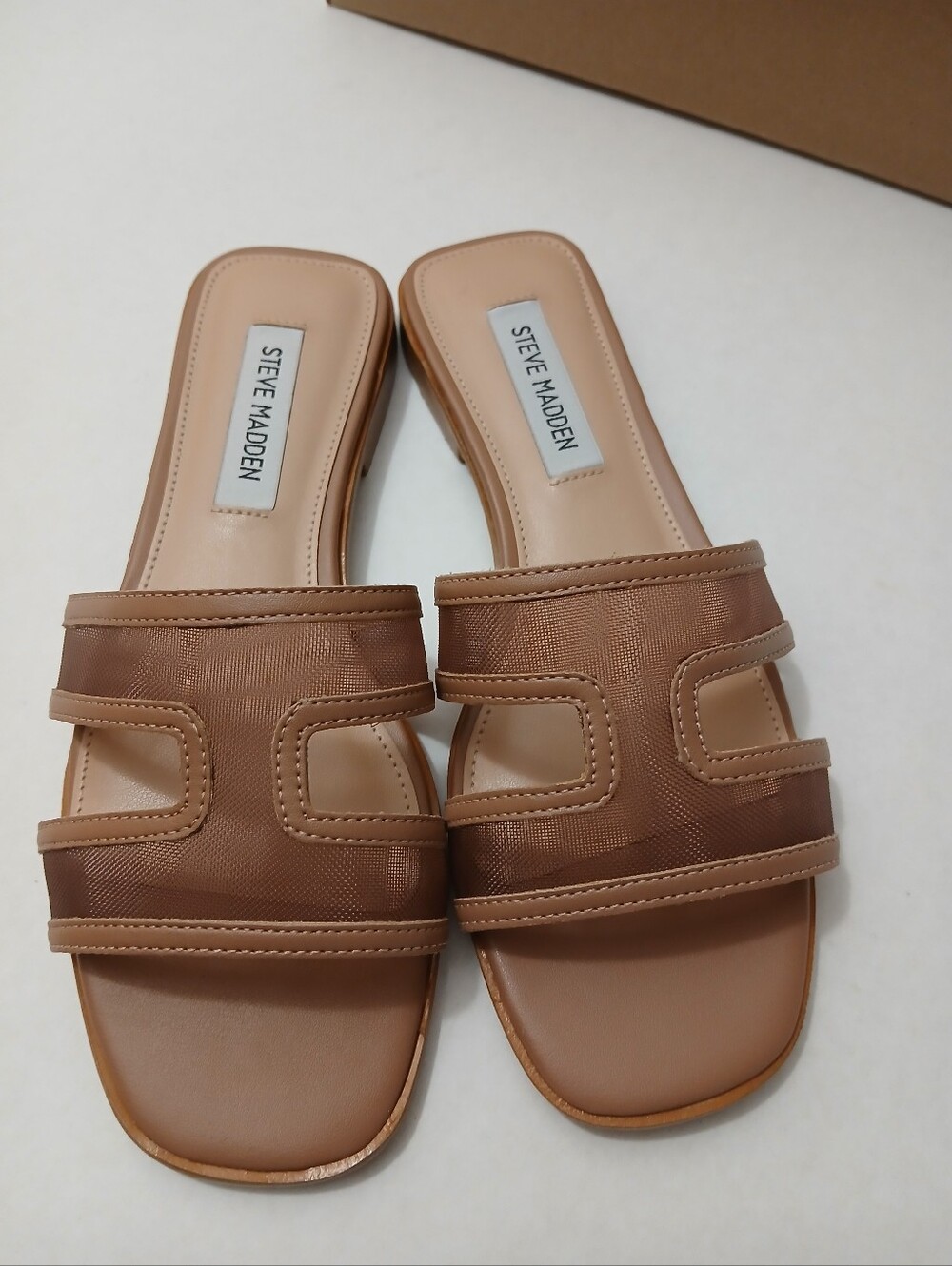 Steve Madden Nude/Tan Slide Mules with Mesh Straps New $25 - Picture 13 of 16